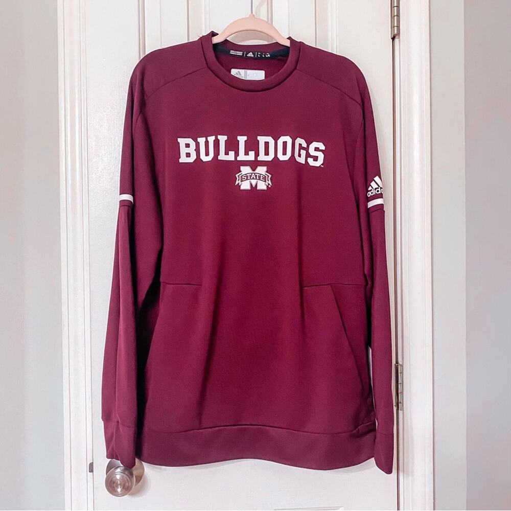 ADIDAS • MS Mississippi State Bulldogs Long Sleeve Pullover Sweatshirt
